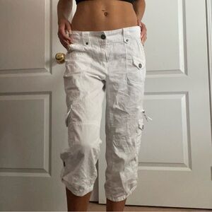 Point Zero Y2k cargo white capris 🤍